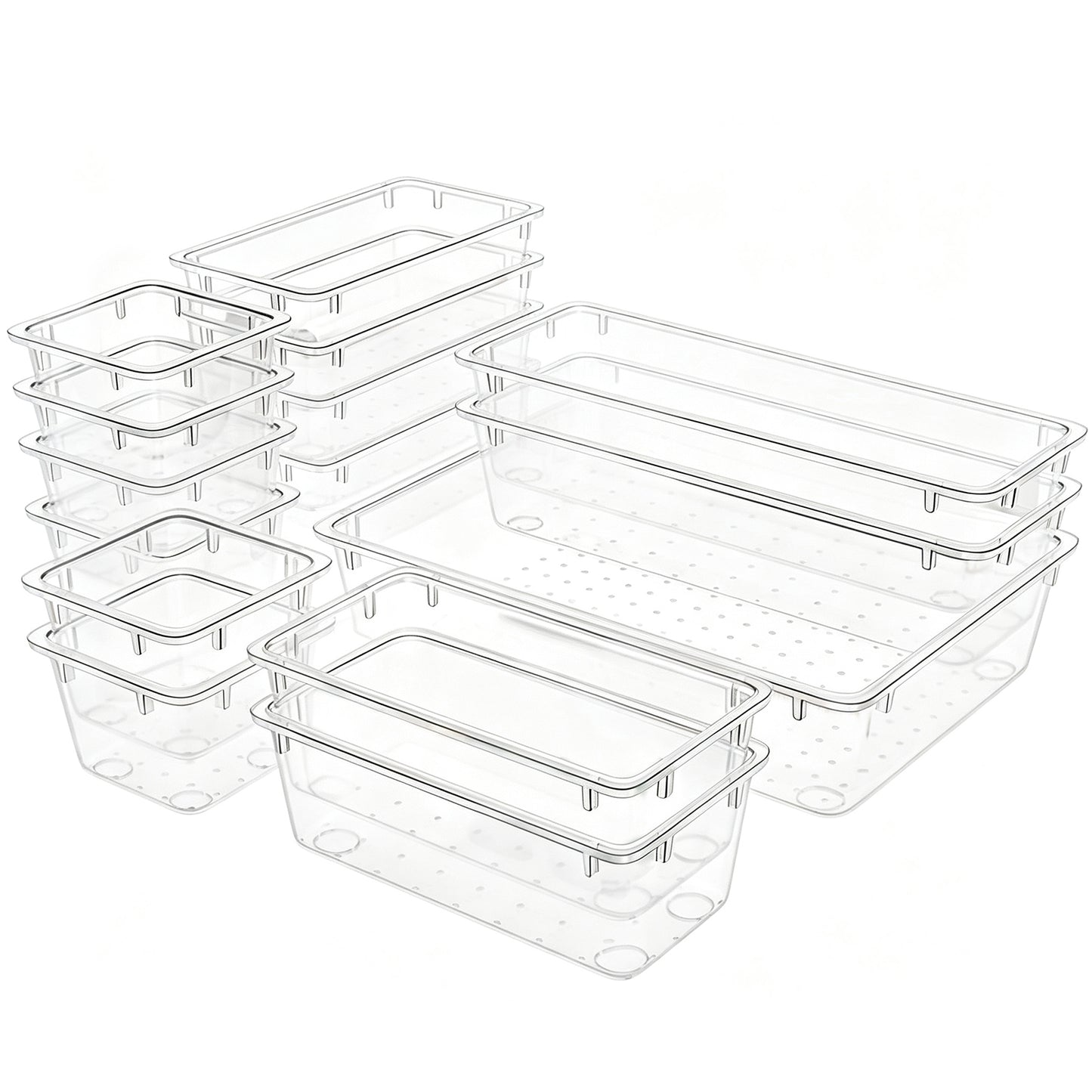 15-Piece Clear Drawer Organizer Set