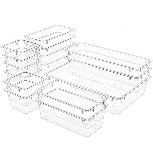 15-Piece Clear Drawer Organizer Set