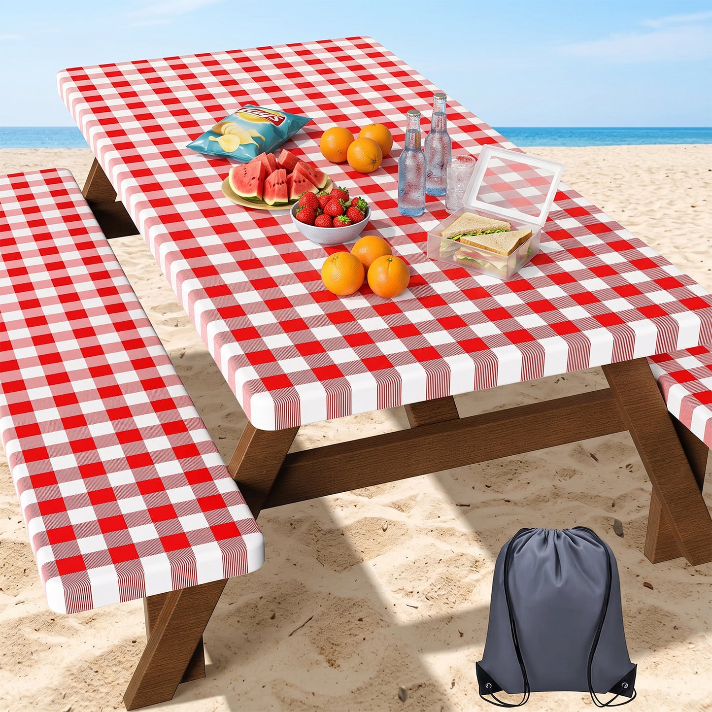 Waterproof Fitted Picnic Table Cover Set with Bench Covers