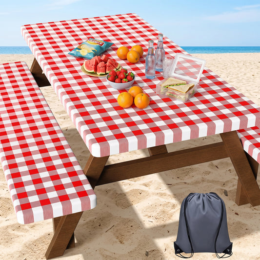 Waterproof Fitted Picnic Table Cover Set with Bench Covers