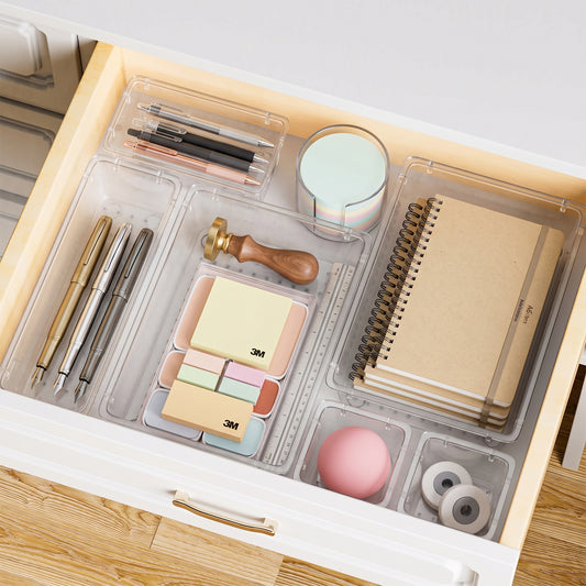 15-Piece Clear Drawer Organizer Set