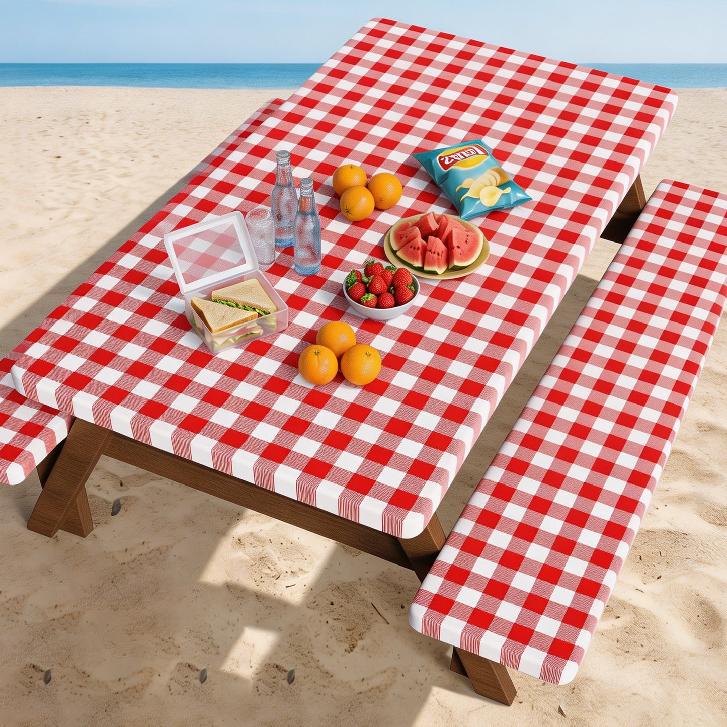 Waterproof Fitted Picnic Table Cover Set with Bench Covers