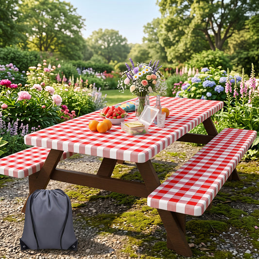 Waterproof Fitted Picnic Table Cover Set with Bench Covers