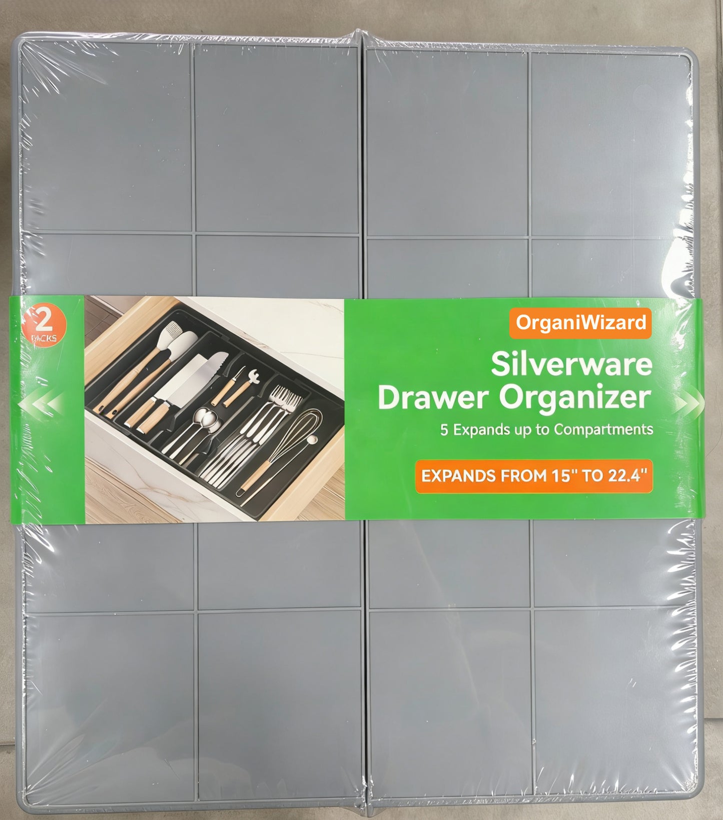 2-Piece Set Expandable Silverware Drawer Organizer