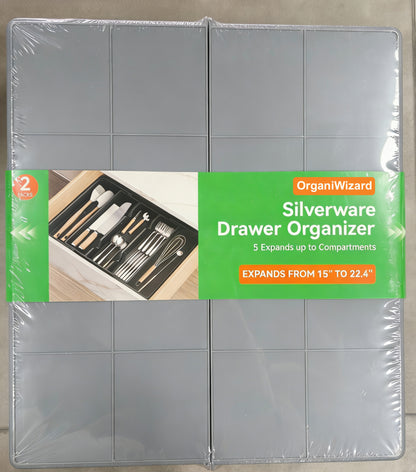 2-Piece Set Expandable Silverware Drawer Organizer